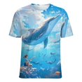 thumbnail image 5 of Ocean Dream Dolphin Womens Tops Women's Fashion Casual Short Sleeve Flower Print Round Neck Pullover Top Blouse, 5 of 7