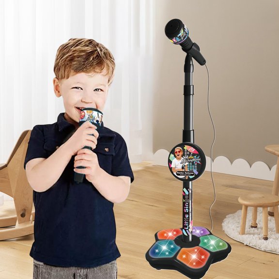 Lekihaqq 1 Packs Wireless Karaoke Microphone with LED Party Lights, Portable Bluetooth Speaker for & Adults, Home Entertainment Singing Machine with Voice Changer Effects