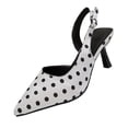 thumbnail image 3 of Women Shoes Slingback Heeled Sandals for Women Wide Width Classic Polka Dot Satin Pointed Closed Toe Thin Stiletto High Heel Adjustable Buckle Dress Pumps Women Shoes Casual Dress Black Heels Summer, 3 of 10