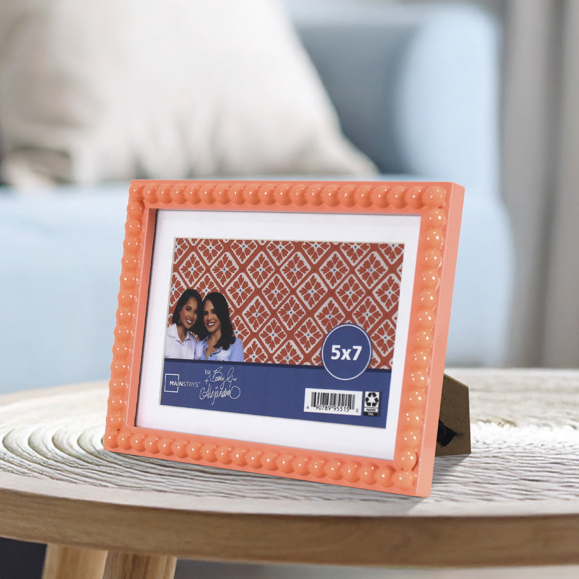 Mainstays by Becky G. & Alejandra Beaded Photo Frame, Mimosa Light, Fits 4 in x 6 in with Mat or 5 in x 7 in Without