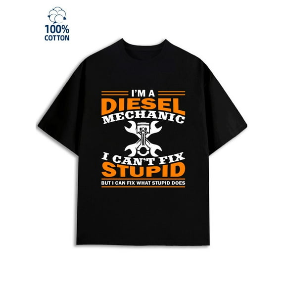 Diesel Mechanic T-Shirt men's funny humor 180G 100% Cotton black sixty years old y2k Vintage Unisex Shirt Graphic tshirts Retro Unisex Shirt Graphic tshirts Funny Unisex Shirt Crewneck tshirts