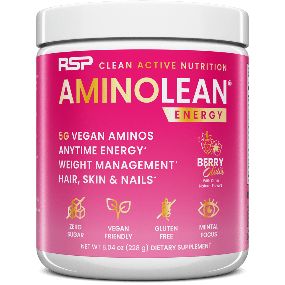 RSP Nutrition AminoLean Pre Workout Powder with BCAAs, Amino Energy for Lean Muscle, Berry Elixir, 30 Servings