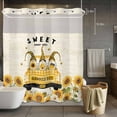 thumbnail image 3 of Summer No Hook Shower Curtain with Snap in Liner Sunflower Gnome Yellow Plaid Truck Vintage Waterproof Bathroom Shower Curtain with See Through Top Window for Bathtub 72" x 72", 3 of 9