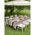 thumbnail image 4 of Outdoor Tablecloth with Umbrella Hole for Patio/Picnic/Party/Camping, Orange Grey Striped Waterproof Table Cloth Rectangle Table Cover Washable, Farmhouse Stripes Modern Abstract Art (60"x 120"), 4 of 8