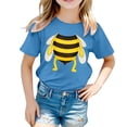 thumbnail image 2 of Girls Tshirts Children Honey Bee Graphic Tee Short Sleeve Loose Fit Top Girls Tops Sky Blue 10-11 Years, 2 of 4