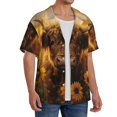 thumbnail image 2 of Rateoe Cute Cow Sunflower Field Print Mens Front Pocket Hawaiian Shirts Casual Shirts Short Sleeve Button Down Beach Tropical Shirts-XX-Large, 2 of 5
