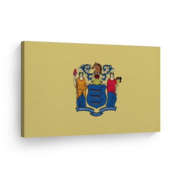 Smile Art Design New Jersey State Flag CANVAS PRINT State Capital of USA Flag Canvas Wall Art US State Flag Wall Art Home Decoration Living Room Dorm Office Decor Ready to Hang Made in USA 30x40