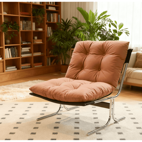 Miekor Furniture Leather Armchair, Modern Accent Chair High Back, Living Room Chairs with Metal Legs and Soft Padded, Sofa Chairs for Home Office,Bedroom,Dining Room (Brown-1pc) No5467