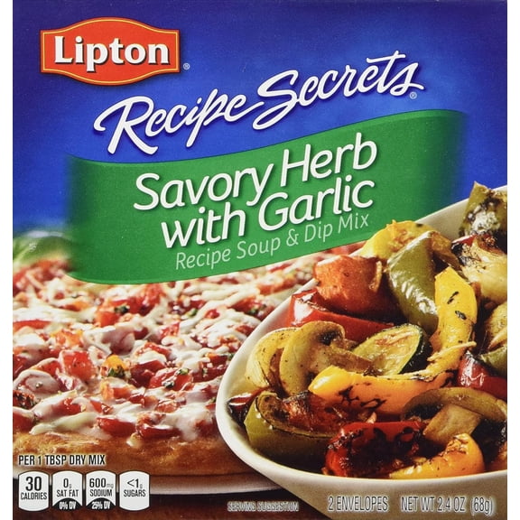 Lipton Recipe Secrets Soup & Dip Mix, Savory Herb with Garlic, 2.4 oz (2 envelopes), pack of 4