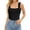 Black, variant on White Tank Tops for Women Ribbed Ruffle Strap Square Neck Trendy Going Out Preppy Sleeveless Tops（Small，White）