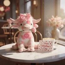 Pink Cow Plush ，Valentines Gifts for Her - Romantic Cow Plush Stuffed Animal
