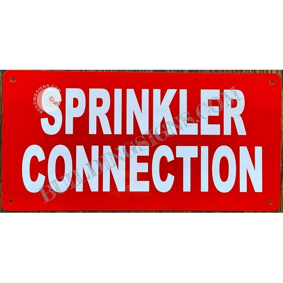 Sprinkler Connection Sign (RED, Reflective, Aluminium 6X12,Rust Free) (ref-2201)