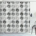 thumbnail image 1 of Pansy Shower Curtain, Hand Drawn Like Pattern of Round Garden Elements on a Striped Background, Fabric Bathroom Set with Hooks, 69W X 84L Inches Extra Long, Pale Taupe Dark Grey, by Ambesonne, 1 of 3