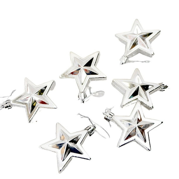 Paquete de 6 Accesorios de Adorno Colgante Inteprter para Árbol de Navidad Plástico Plata