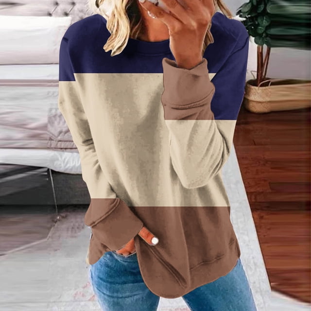 Puntoco Mujer Cuello Redondo Moda Casual Manga Larga Estampado Sudadera tops Blusa Puntoco Puntoco-7283