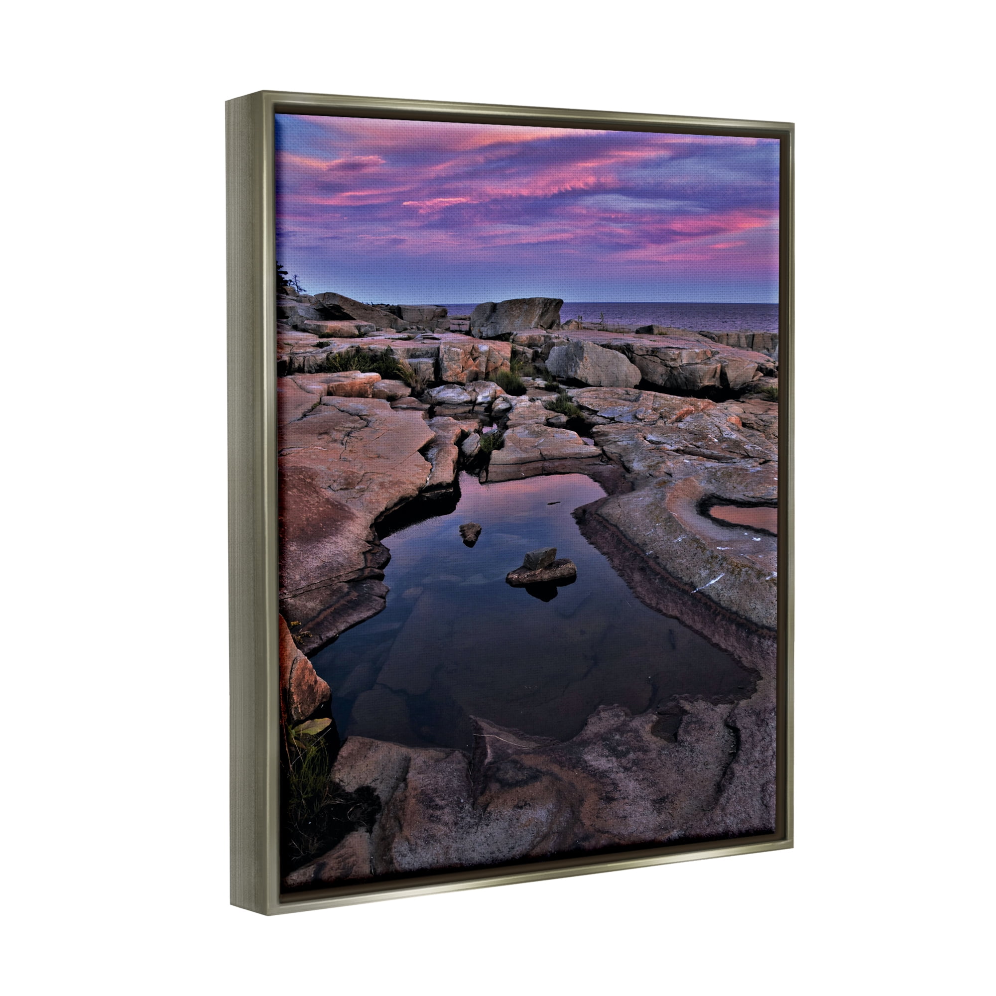 Stupell Industries Tide Pool Landscape Nature Photography Gray Floater Framed Art Print Wall Art, 25 x 31