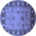 thumbnail image 1 of Ahgly Company Machine Washable Indoor Round Oriental Blue Traditional Area Rugs, 4' Round, 1 of 4
