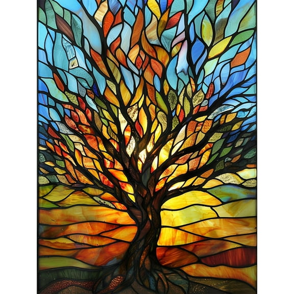 5D DIY Diamond Painting Set (Adults) - "Color Tree" Beginner Diamond Art Set, Full Circle Diamond Crafts, Home Wall Decor Gift