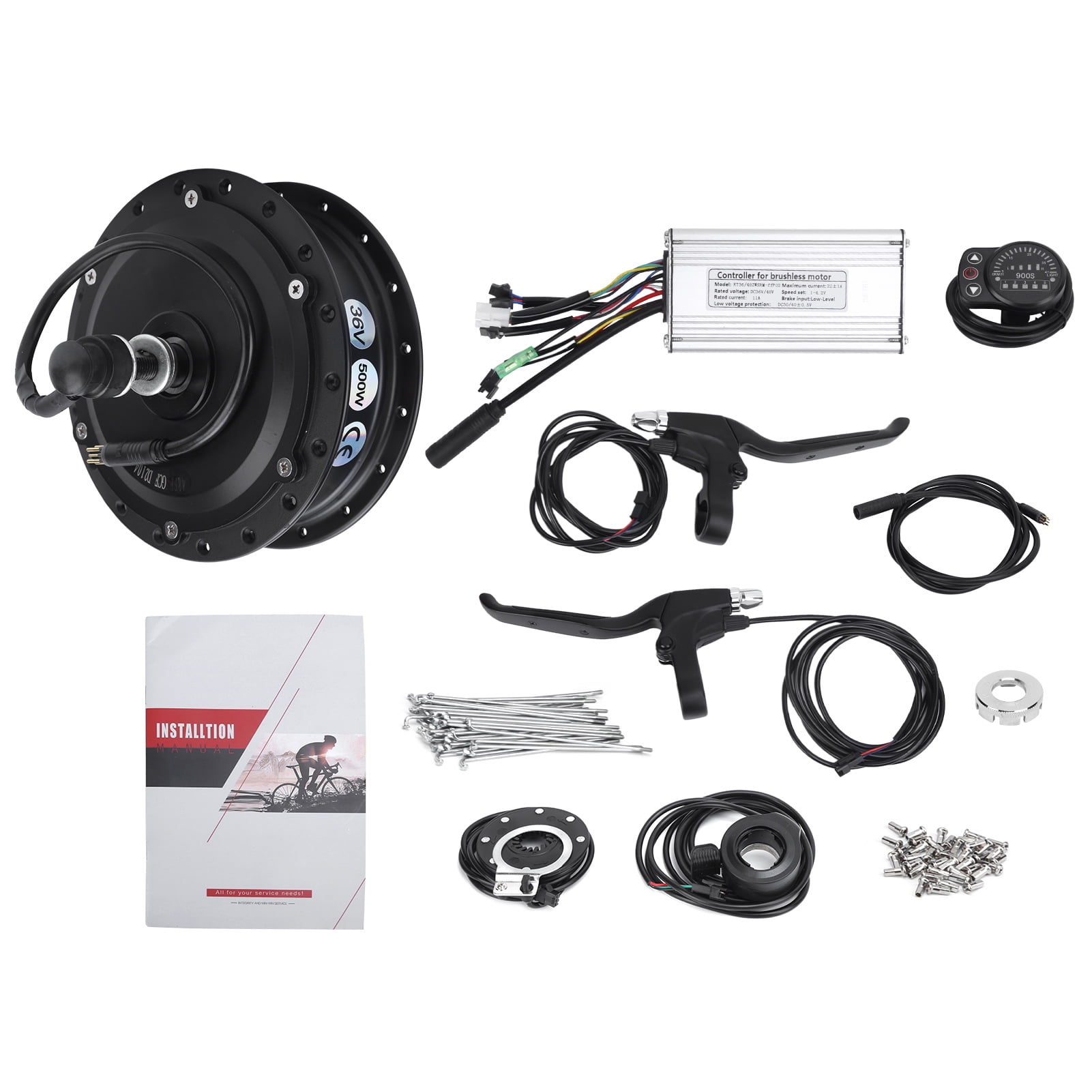 Peahefy Front Wheel Hub Motor Kit 36V 500W Electric Bicycle Conversion Kit With KT 900S Display Meter For 12G Wheel Walmart