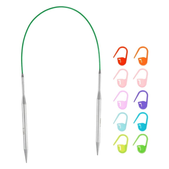Uxcell Knitting Needles Size US 9(5.5mm) Circular Needle 16 Inch(40cm) Round Metal Stainless Steel Needle for Handmade Projects DIY Knitting