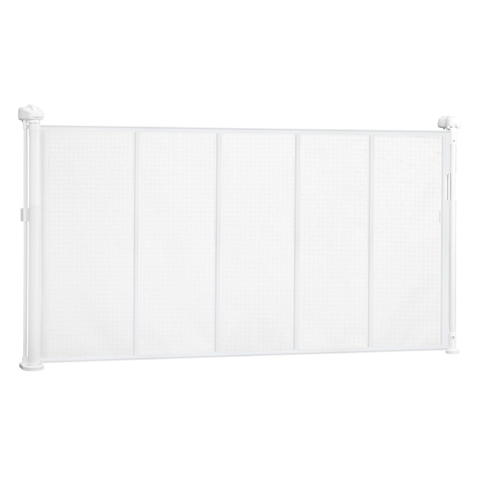 KFFKFF Retractable Baby Gate, 34-Inch Height, Expands Up to 55 Inches Wide, Mesh Barrier for Children or Pets, Simple Installation for Stairs, Doorways, Hallways, and Play Areas, White