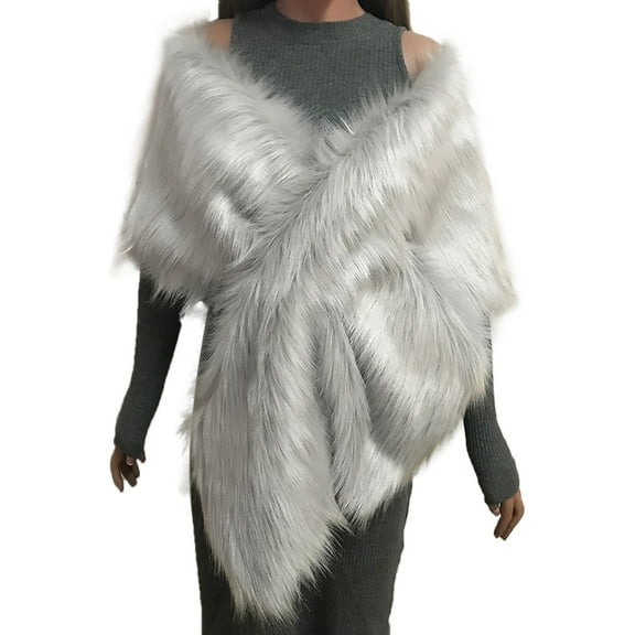 1PC Shawl Brown Polyester Women's Faux Plush Collar Scarf Wrap Cold Winter Warmer Women's Neck Warmer Scarf Wrap