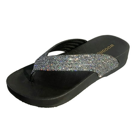 

Women s Fashion Trendy Beach Shoes Flat Heel Versatile Herringbone Flash Strap Slippers