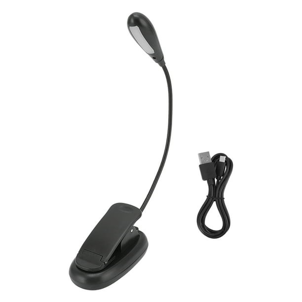 Lámpara de lectura de mesa con clip, 9 niveles, 7 lámparas, plegable, flexible, con cuello de cisne, recargable por USB, LED