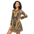 thumbnail image 3 of FORMRS Womens Long Sleeve Nightgowns Crew Neck Sleep Shirt Soft Pajamas Sizes S-3XL, Retro Abstract Eagle, 3 of 8