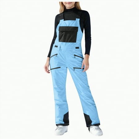 HCNTES Toddler Snow Bib Overalls Kids Waterproof Ski Pants Adjustable Shoulder Straps Warm Winter Outdoor Wear(A-Sky Blue 8-9 Years)