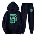 thumbnail image 4 of Men Sweatsuits 2 Piece Set Casual Letter Print Relaxed Fit Hoodie Sweatshirt and Joggers Sweatpants Sets Fall Winter Long Sleeve Sport Suit with Pocket, 4 of 4