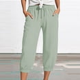 thumbnail image 2 of JJHGVB capris pants Cropped Pant Elastic Waist women's capris Wide Leg pantalones capri mid-calf length Slacks Straight Leg Pants pedal pushers for women gaucho pants for women Green 2XL, 2 of 5