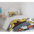 thumbnail image 4 of Ambesonne Fitness Quilted Bedspread Set 2 Pcs, Cartoon Cat Lifting, Twin Size, Multicolor, 4 of 6