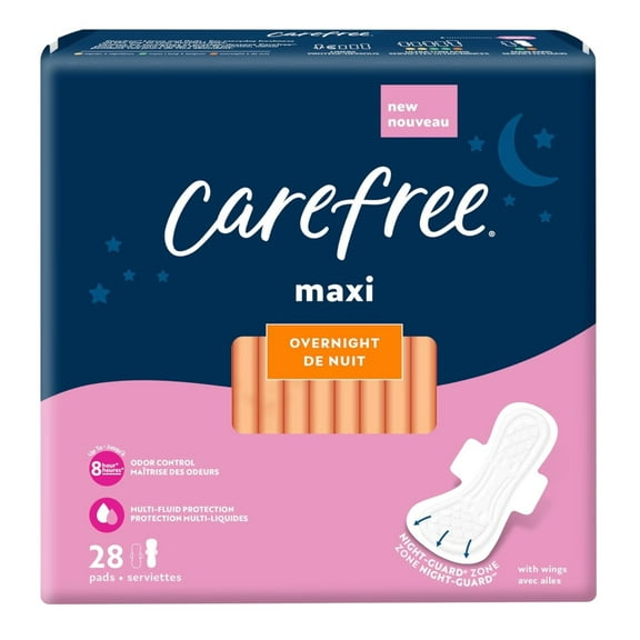 Carefree Maxi Overnight With Wings 28 Count (Pack of 2)