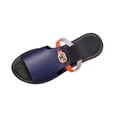 thumbnail image 2 of Fankiway Women's Rhinestone Buckle Flip Flops Flat Open Toe Beach Sandals Comfortable Plus Size Non-Slip Summer Dark Blue 7, 2 of 6