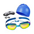 thumbnail image 3 of Juego de 5 piezas de gafas y gorro de natación para hombres, mujeres y adultos. Gafas de natación para piscina. Azul, 3 of 8