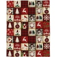 thumbnail image 5 of Merry Christmas Red Plaid Blanket Super Soft Flannel Fleece Throw Blankets Elk Santa Snowman Xmas Tree Plaid Blanket Lightweight Cozy Warm Fuzzy Plush Microfiber Blankets for Couch Bed Sofa 40x50inch, 5 of 6