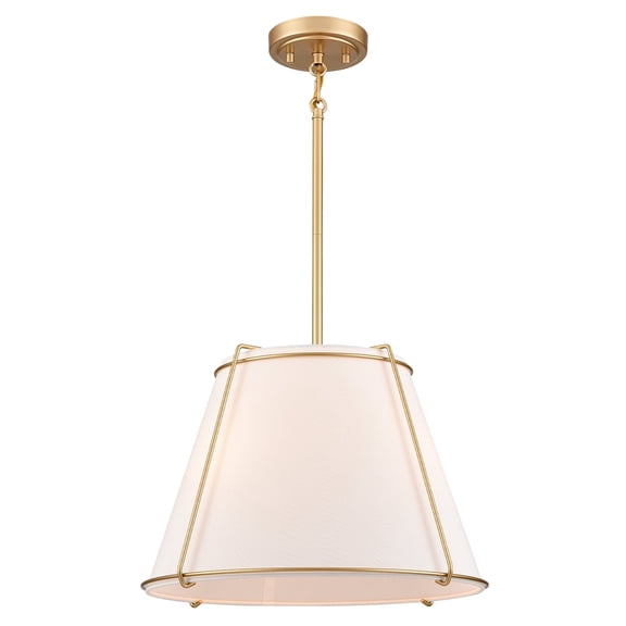 Claxy 3-Light Gold Pendant Light with Drum Fabric Shade