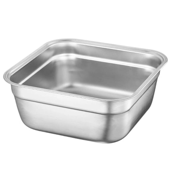 Stainless Steel Dish Tub Basin 7.8 Inch, Multi-Purpose Square Washing Bowl for Kitchen Sink, Large Vegetable Prep Basin, Durable Metal Dishpan for Home, Cookware