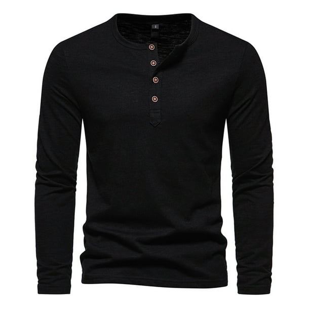Jersey de botones de moda informal para hombre: camiseta estampada de manga larga, material de poliéster, uso diario/laboral