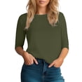 thumbnail image 2 of Lixiuxyad 17/5000 Women's Fashion Casual Solid Color Round Neck Point Sleeve Top T Shirt Womens Summer T Shirts,Green L, 2 of 4