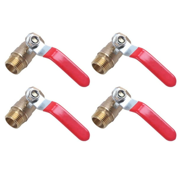 4X Macho Una Hembra Rosca M/F Válvula de Bola de Agua de Latón de Paso Completo de 1/2 Pulgada