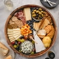 thumbnail image 3 of Round Wood Serving Trays Set of 2, Ottoman Tray Rustic Acacia Wooden Trays with Handles, Nesting Circle Tray with 4 Coasters for Coffee Table Living Room Bathroom Bedroom Party, 3 of 17