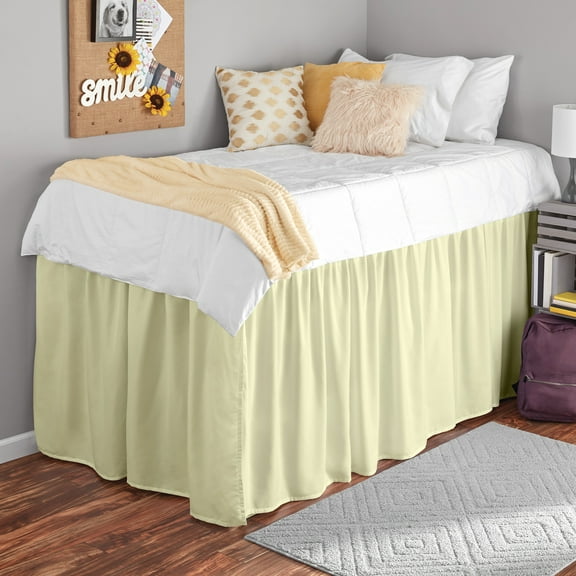 College Dorm Dust Ruffled Bed Skirt-Extra Long Extended Dorm Room Bed Skirt |100% Egyptian Cotton, 600-Thread Count| 24-Inch Drop| Extra Long Dorm Room Bed Skirt - [Ivory, Twin XL/24 Drop]