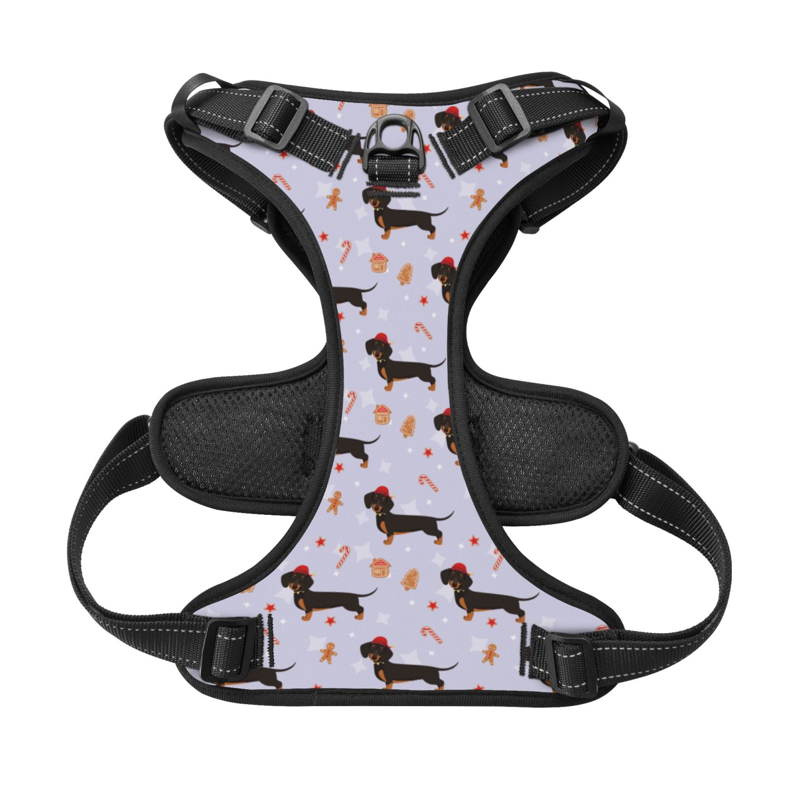 Kdxio Dachshund Dog Print No Pull Dog Harness Adjustable Reflective Oxford Easy Control Medium Large Dog Harness for Training and Everyday-