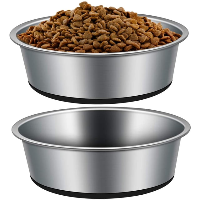 Comedero para perros de acero inoxidable con base de goma antideslizante, juego de 2 comederos antideslizantes para perros, comedero de acero inoxidable para comida o agua, comedero para mascotas.