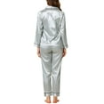 thumbnail image 3 of Unique Bargains Women's Satin 2pc Loungewear Button Down Silky Pajama Sleepwear Sets, 3 of 5