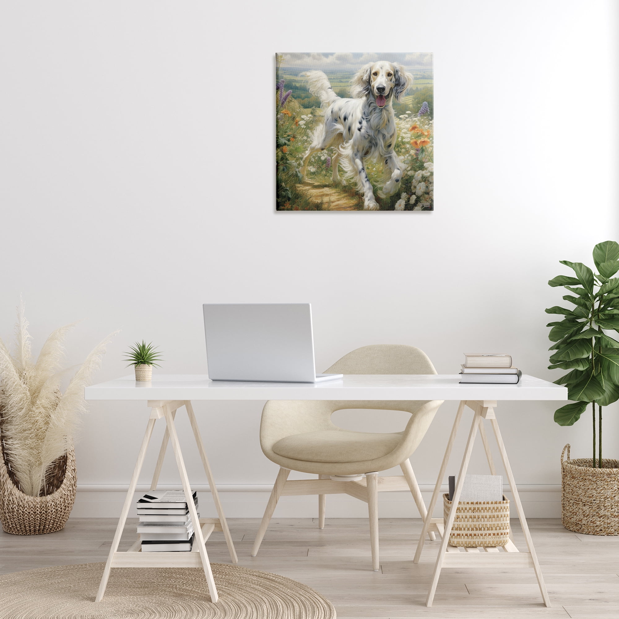 Stupell Industries Trotting Dog Landscape Animals & Insects Painting Gallery Wrapped Canvas Art Print Wall Art, 24 x 24