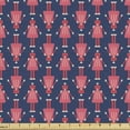 thumbnail image 1 of Cartoon Fabric by the Yard, Little Robot Girls Dresses Toy Cyborg Futuristic, Decorative Upholstery Fabric for Chairs & Home Accents, Dark Coral Night Blue by Ambesonne, 1 of 5