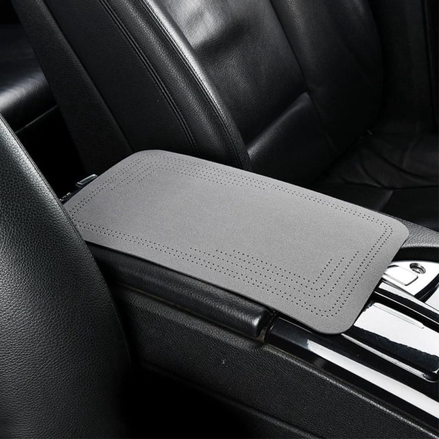 Car Armrest Cushion Cover, Universal Microfiber Suede Center Console Pad, Soft & Wear-Resistant Interior Protector for Mainstream Car Models, Anti-Slip Easy Installation